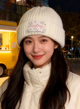 韩系大头围帽子女秋冬加厚保暖针织帽显脸小护耳毛线帽男包头冷帽