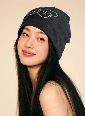 烫钻蝴蝶辣妹堆堆帽早古个性街头显脸小潮酷包头帽春秋季百搭冷帽