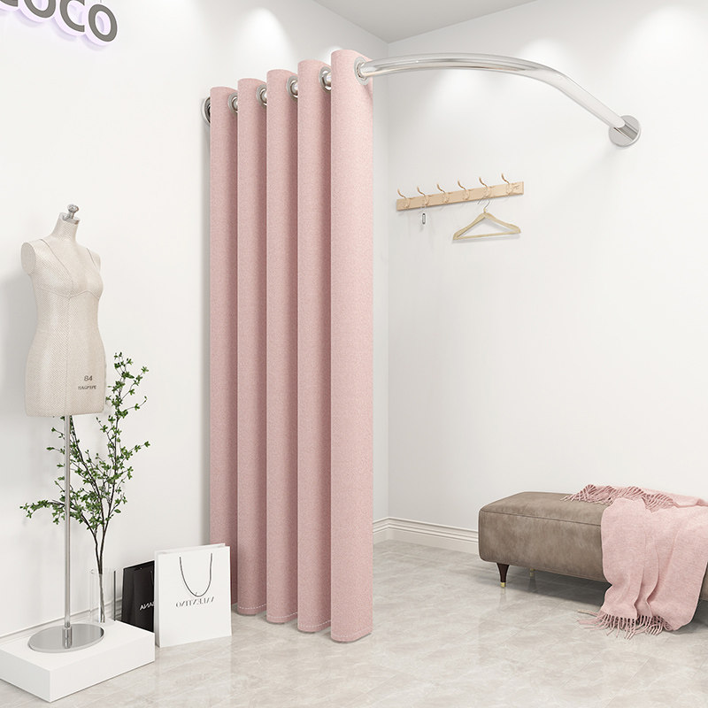 女装店试衣间门帘服装店更衣室窗帘子隔断窗弧形商用商场临时移动