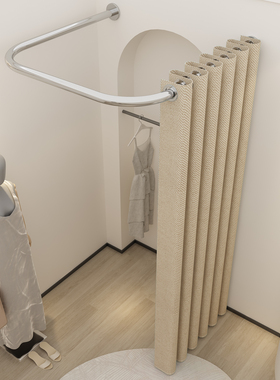 门帘syj服装店专用女装帘子窗帘淘宝试衣间u型杆转角遮挡布帘弯管