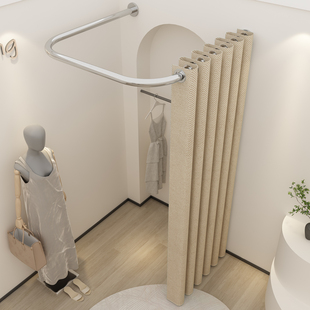 门帘syj服装店专用女装帘子窗帘淘宝试衣间u型杆转角遮挡布帘弯管