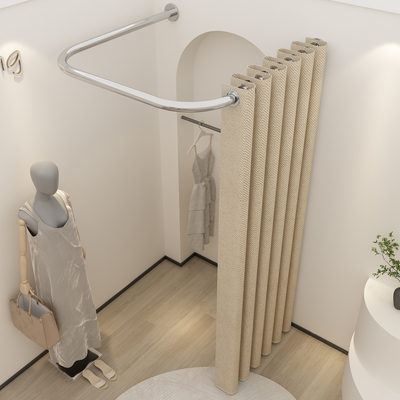 门帘syj服装店专用女装帘子窗帘淘宝试衣间u型杆转角遮挡布帘弯管
