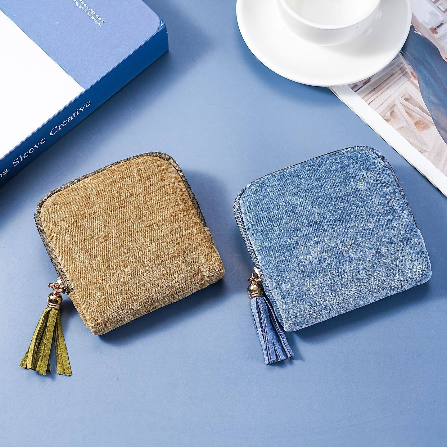 时尚简约流苏化妆包便携迷你口红包大容量卫生巾收纳包随身零钱包,收纳整理,卫生巾收纳包,淘宝优惠券,粉丝福利购,淘宝优惠卷