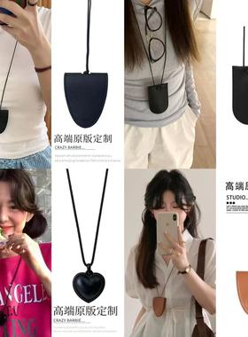 挂脖磁吸多功能皮革项链墨镜夹女户外旅行便携眼镜高颜值收纳配饰