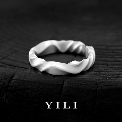 翼力纯银999莫比乌斯环戒指男小众个性开口可调节足银食指指环女
