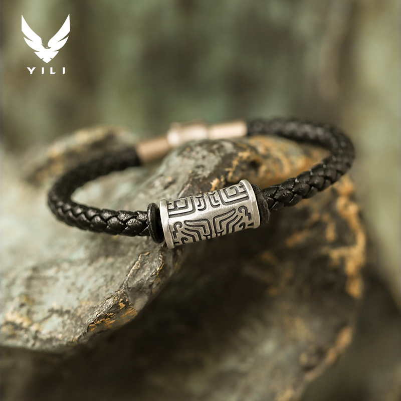 男款纯银复古手绳银饰