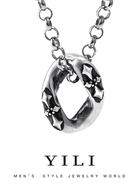 翼力小众设计潮男百搭古巴链吊坠S925纯银男士个性项链锁骨链挂坠