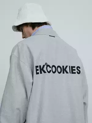 EKCOOKIES original designer niche high-end simple design sense waist long version shirt collar silhouette jacket