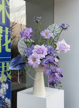 【不期而遇】紫色优雅高端原创设计花束家居装饰品茶几客厅卧室