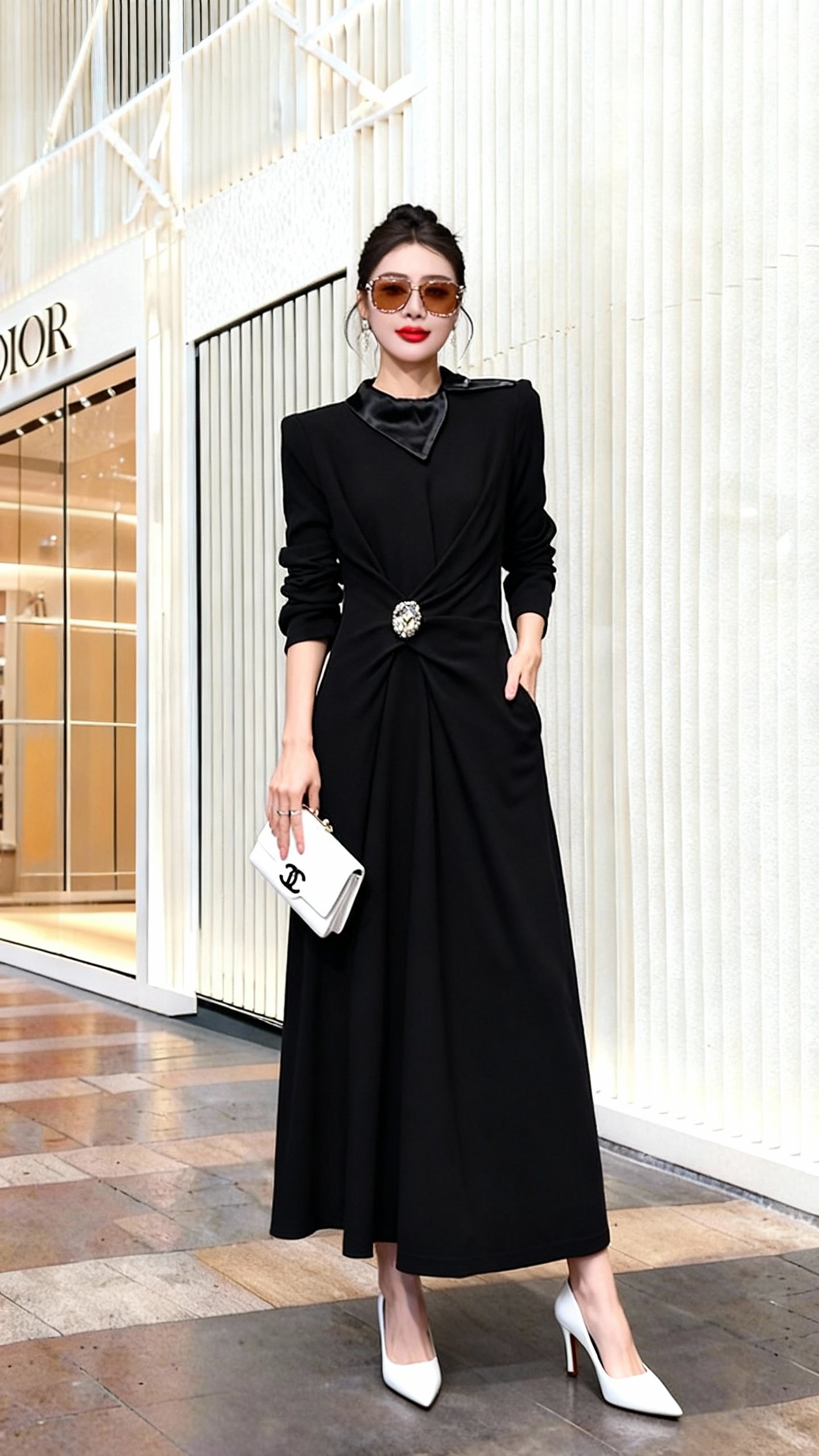 26年春新款专柜大牌高级感打底连衣裙气质显瘦修身百搭款大摆裙