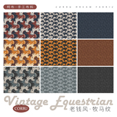 8安细帆布 柯布 老钱风牧马纹系列 马年布 手工DIY面料包包