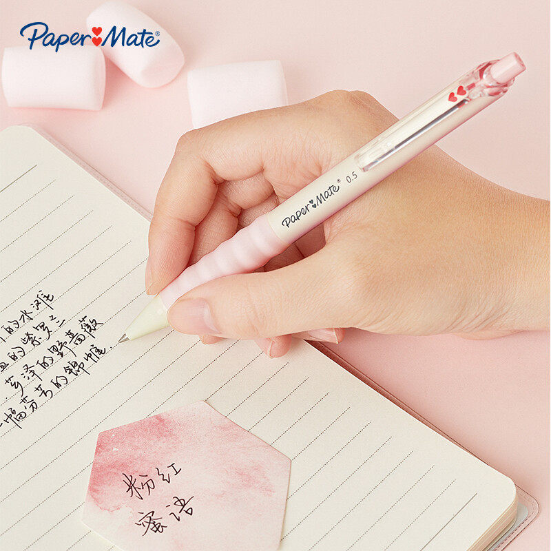 美国缤乐美(Papermate)心心笔按动式中性笔0.5mm黑色棉花糖系列可爱少女心初中学生笔软胶笔握,文具电教/文化用品/商务用品,中性笔,淘宝优惠券,粉丝福利购,淘宝优惠卷