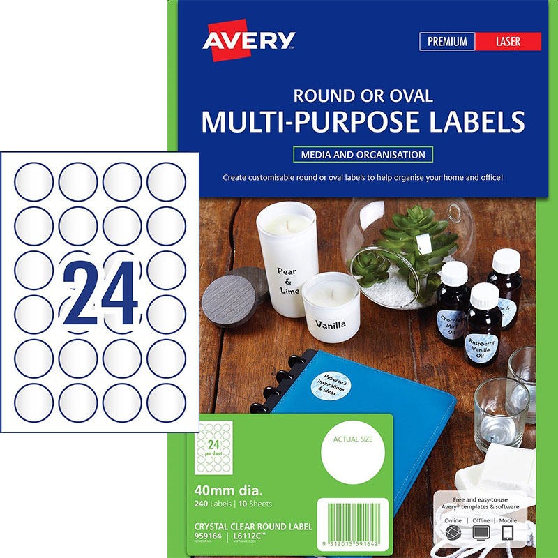 美国艾利(avery) 圆形多用途电脑a4纸打印标签12up/24up