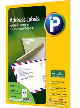 韩国进口  普林泰科（printec）A4不干胶打印标签 地址标签 20张/包