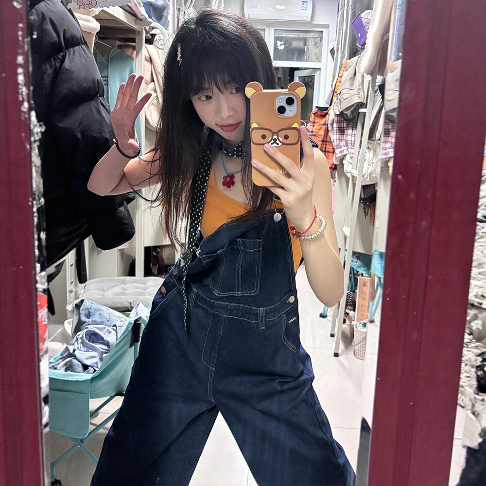 送退货宝牛仔背带裤女春夏显瘦