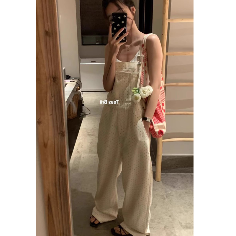 爆款现货！波点牛仔背带裤女