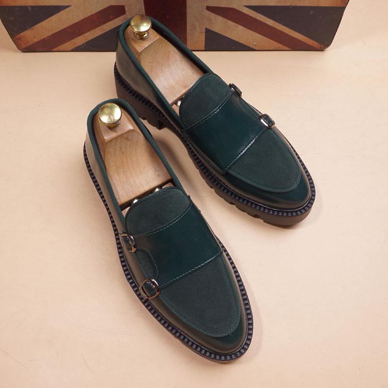 磨砂皮拼接男士英伦商务休闲皮鞋