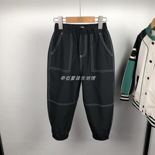120码 马其顿秋季男童明线梭织休闲裤软宽松潮儿童时尚百搭运动裤
