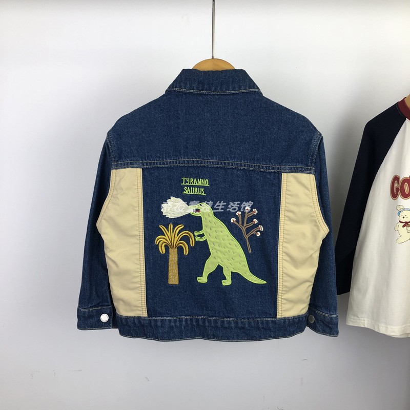 马其顿秋季恐龙刺绣牛仔夹克外套