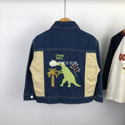 马其顿秋季恐龙刺绣牛仔夹克外套