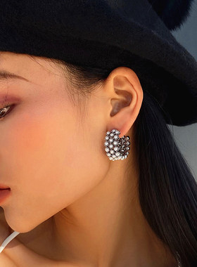 纯银复古珍珠耳环女小众高级感耳圈耳钉2026新款耳钉秋冬独特耳饰