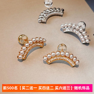 珍珠耳环女轻奢高级感耳钉2025新款 孤雁施家笑脸法式 微笑金色耳饰