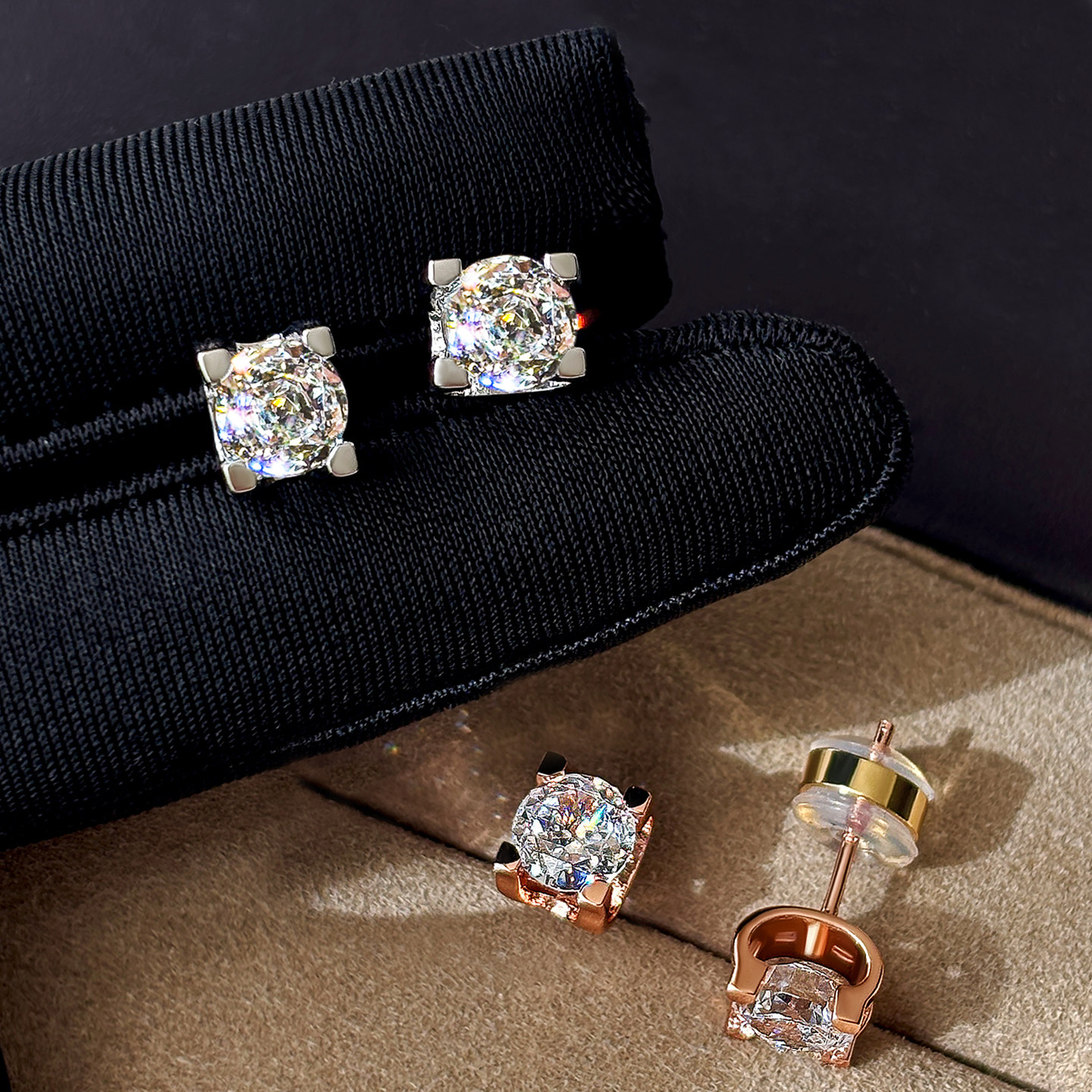 999纯银针爆闪华子牛头钻石耳钉女高级感轻奢气质耳环耳骨钉耳饰