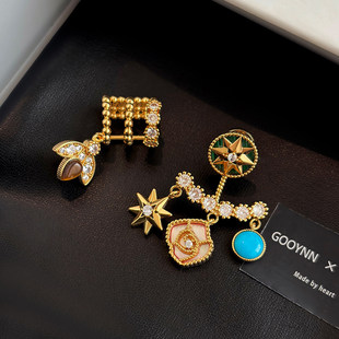 绿松石八芒星罗盘耳坠女2026新款爆款高级感耳环独特夸张耳钉耳饰