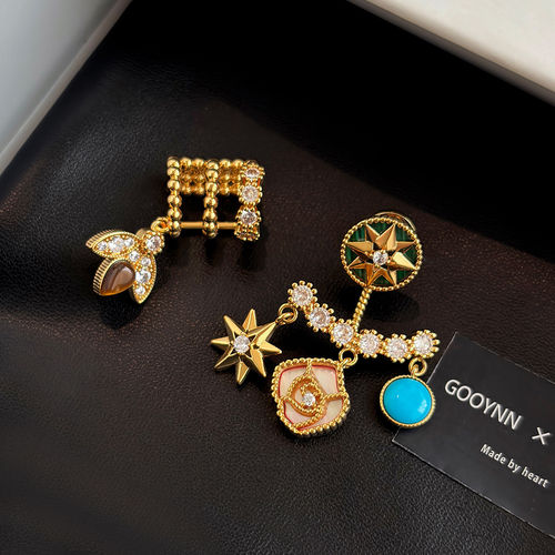 绿松石八芒星罗盘耳钉女