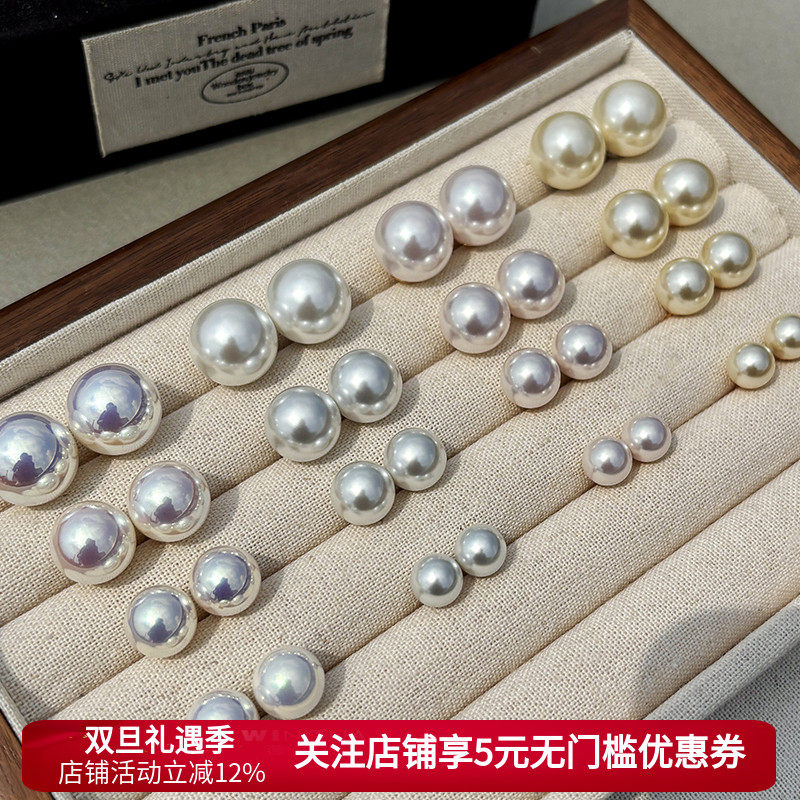 天女akoya999纯银珍珠耳钉女