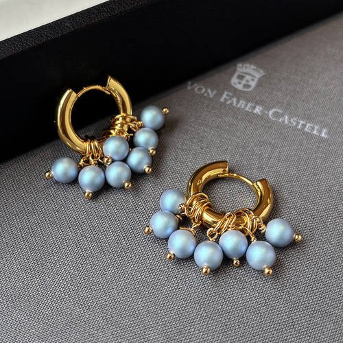 独特漂亮蓝色珍珠耳环女