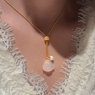 天然玉石弥勒佛公吊坠白玉髓毛衣项链女款玛瑙玉佛秋冬长款锁骨链