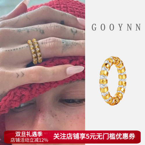 不掉色金色高级感戒指女