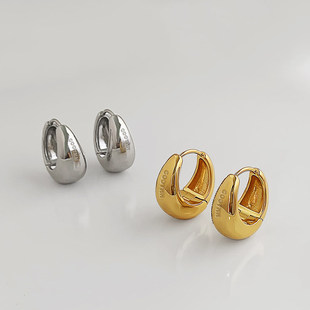 极简独特圈圈耳环女2026新款轻奢高级感耳钉素圈耳扣金色秋冬耳饰
