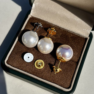 999纯银澳白珍珠耳钉女2026新款爆款轻奢高级感气质大气耳环耳饰