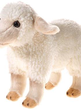 （代购）德国teddy hermann仿真米白色绵羊毛绒玩具公仔