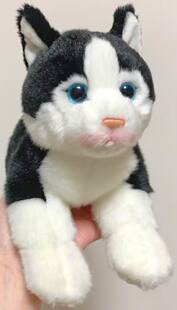 （定做）leonine仿真卧姿黑白奶牛猫毛绒玩具公仔