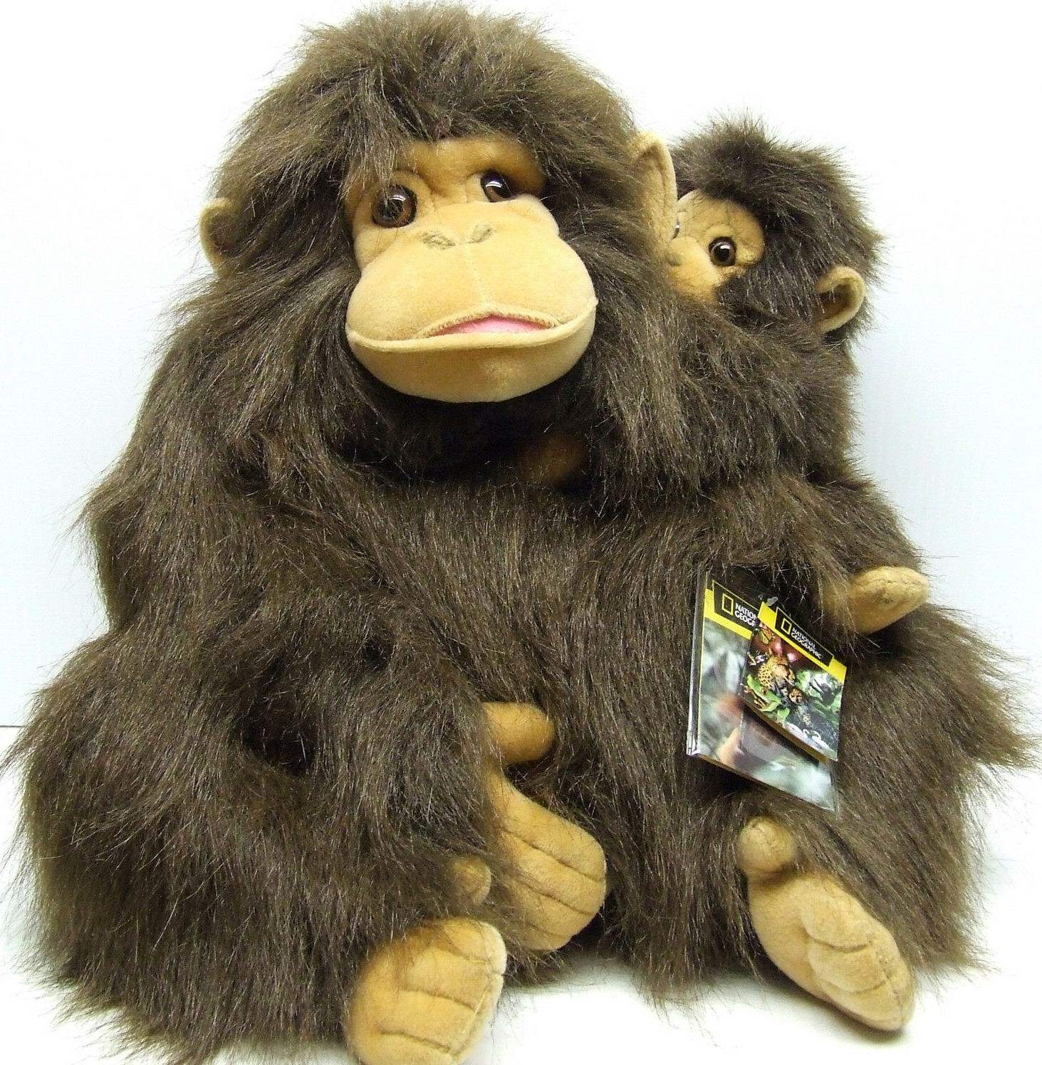 (代购)美国国家地理仿真母子款黑猩猩chimpanzee毛绒玩具公仔