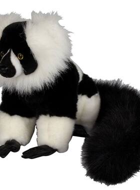 （代购）仿真黑白领狐猴ruffed lemur毛绒玩具公仔