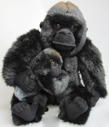 (代购)德国uni-toys仿真母子款山地大猩猩gorilla毛绒玩具公仔