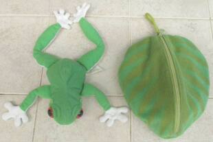 （代购）美国wildlife artists仿真芭蕉叶红眼绿树蛙毛绒玩具公仔