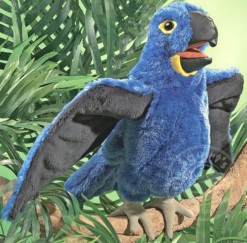 （代购）美国folkmanis仿真紫蓝金刚鹦鹉macaw毛绒玩具公仔手偶