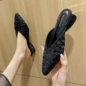 女夏外穿凉拖穆勒鞋 2026新款 包头半拖鞋 尖头法式 网红气质半托单鞋