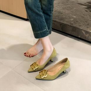 现货法式高跟鞋女气质高级不累脚2026年春秋季新款尖头细跟单鞋女