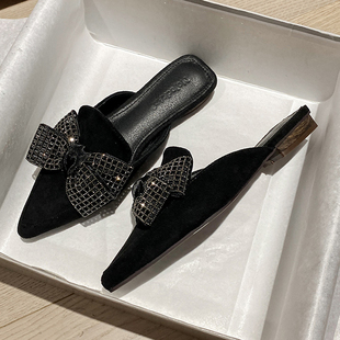 2026新款春季气质平底半托单鞋尖头包头半拖鞋女夏外穿凉拖穆勒鞋