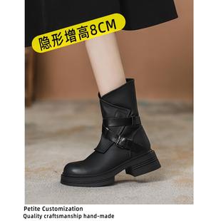 内增高马丁靴女英伦风2026新款秋冬季加绒厚底高跟小个子瘦瘦短靴