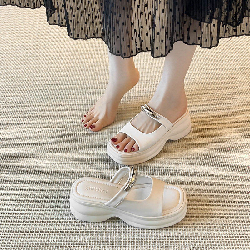 松糕厚底螺纹凉拖鞋女2026夏季新款外穿网红沙滩防水台一脚蹬凉拖,女鞋,一字拖,淘宝优惠券,粉丝福利购,淘宝优惠卷