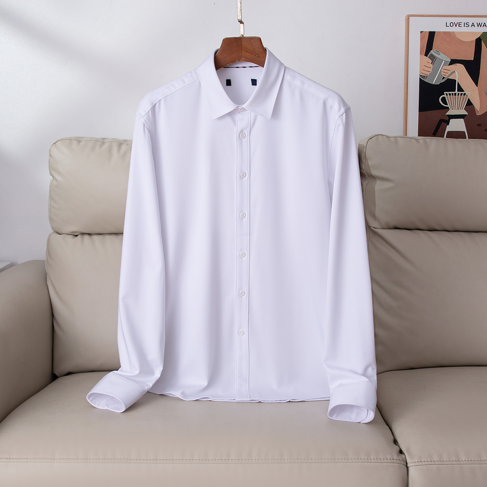 质感加绒纯色基础款翻领白衬衫