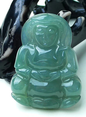 天然翡翠冰种深绿色吊坠送男友