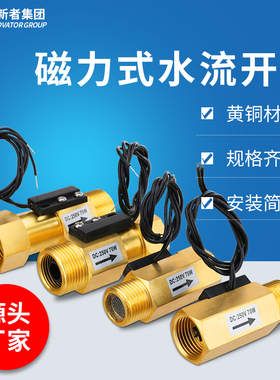 水流感应开关DN15气流水流量传感器4分6分DN20全铜磁力式水流开关